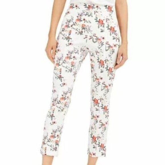 INC International Concepts Pants - INC International Concepts women's 12 pants floral linen slim ankle high rise